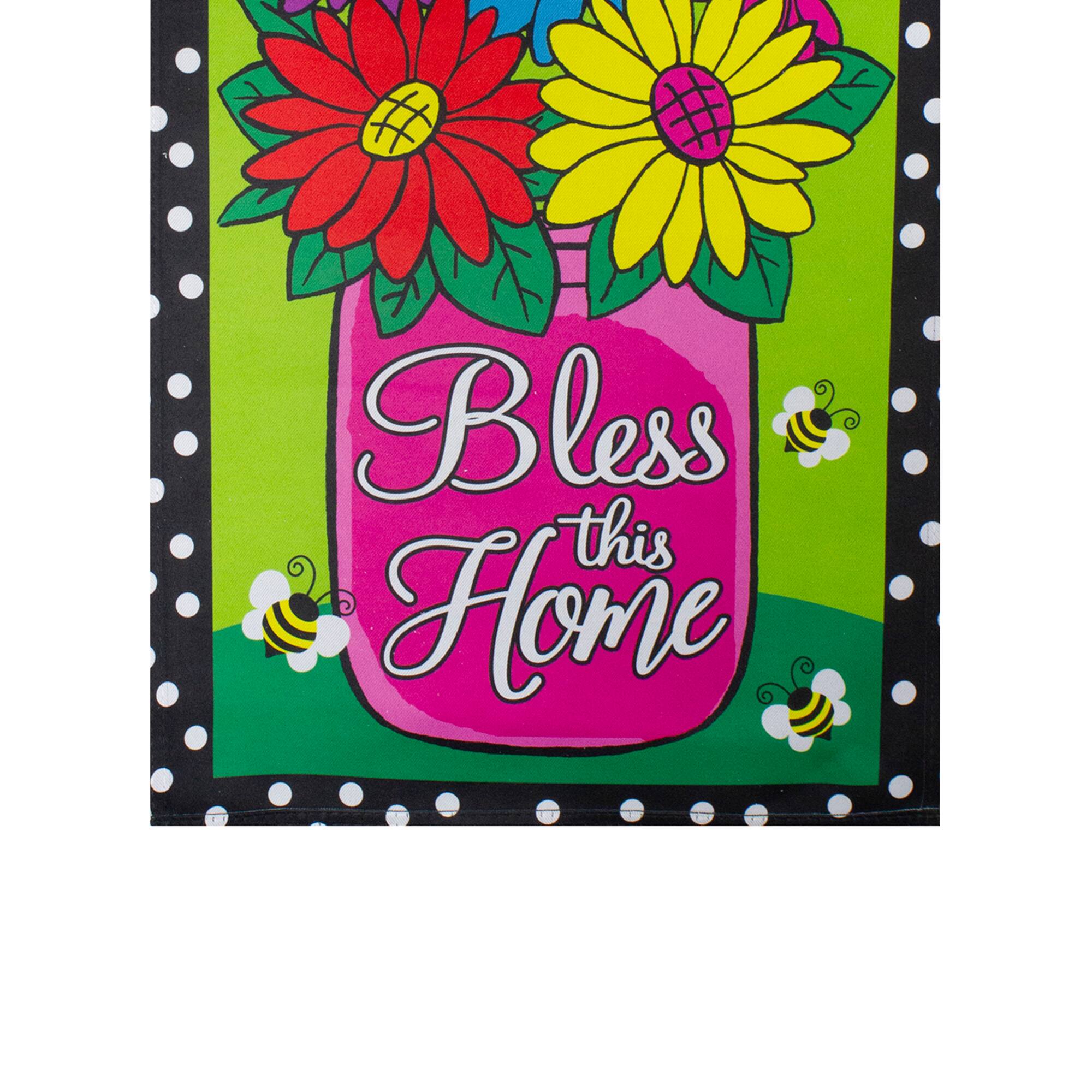 Bless this Home Bouquet with Vase Outdoor Garden Flag 12.5" x 18"